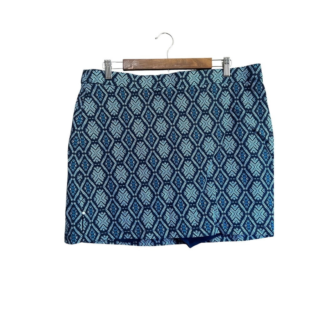Rafaella Comfort Skort‎ Womens XXLEEG Blue White Diamond Pattern Skirt Shorts